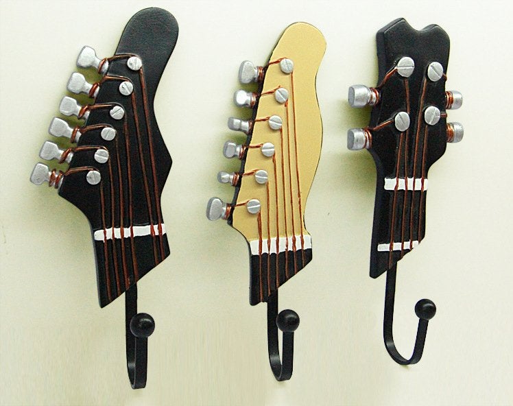 3x Gitaar Kapstok / Muziek Instrument Kledinghanger Hanger, Huis en Inrichting, Woonaccessoires | Kapstokken, Wandhaken, Verzenden