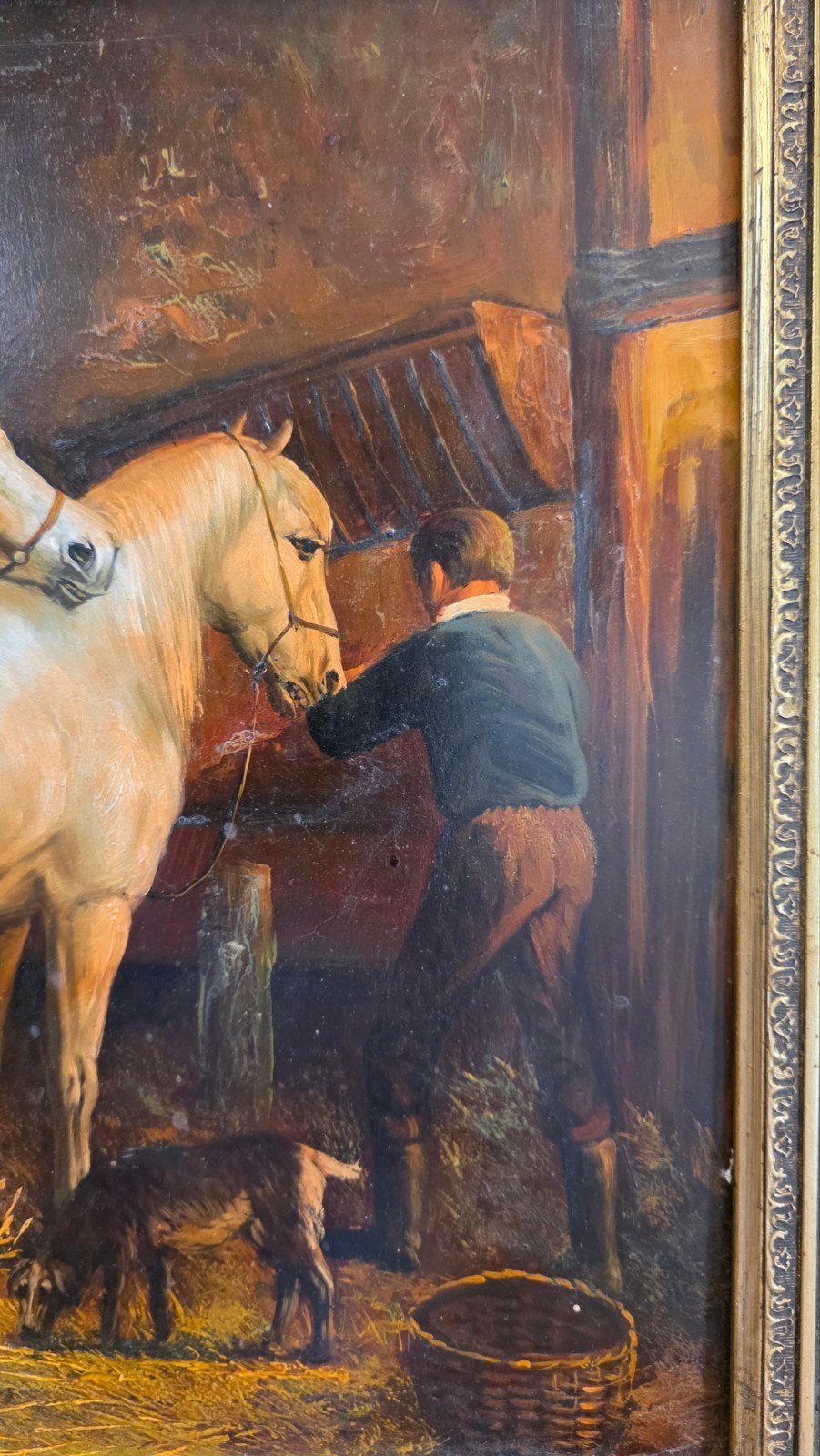 groot antiek schilderij stal gezicht, Antiek en Kunst, Kunst | Schilderijen | Klassiek, Ophalen