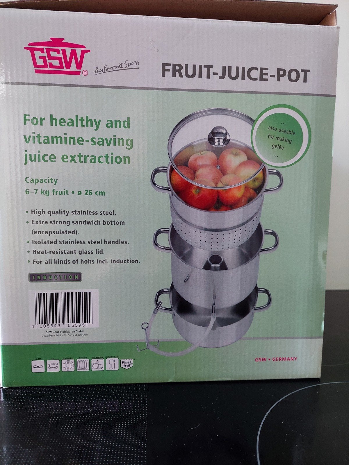 GSW Fruit-Juice-Pot sapmaker, RVS, inductie, Ophalen of Verzenden, Zo goed als nieuw