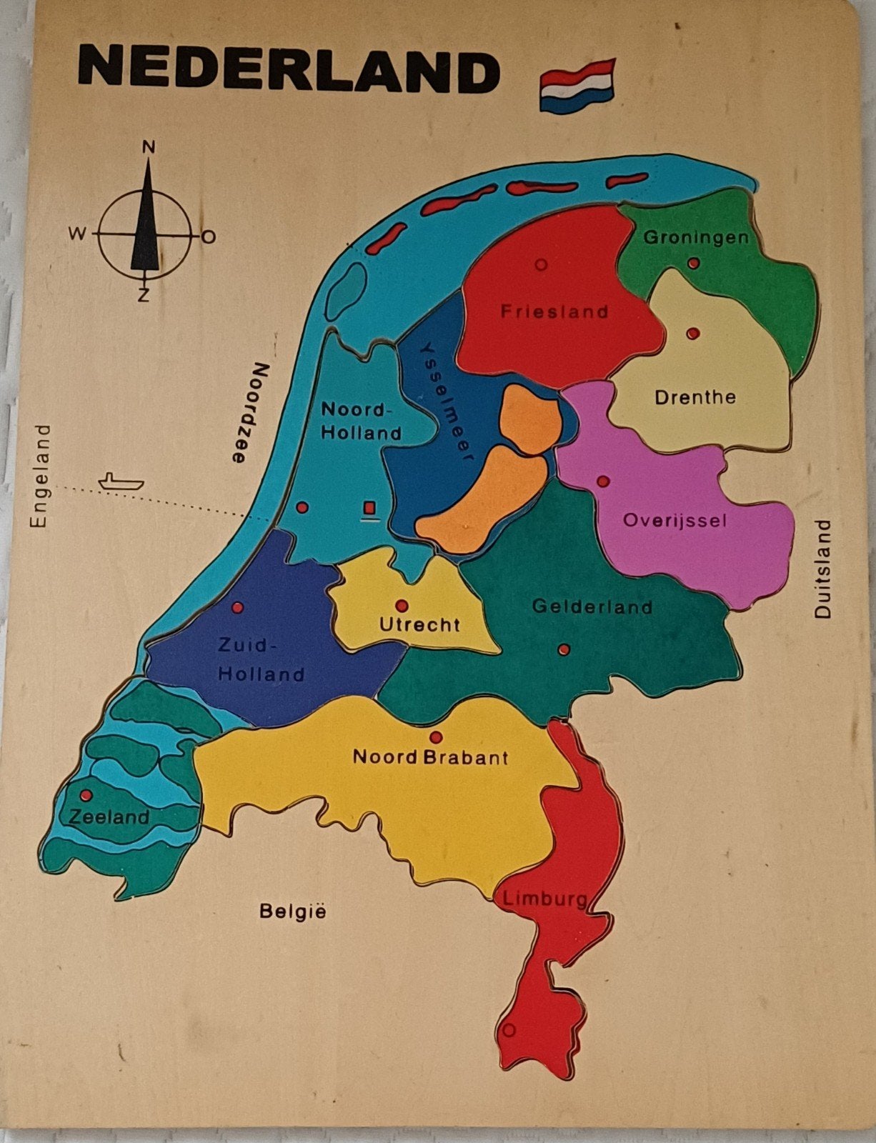 oude legpuzzel kaart Nederland, Ophalen of Verzenden, Minder dan 500 stukjes, Gebruikt