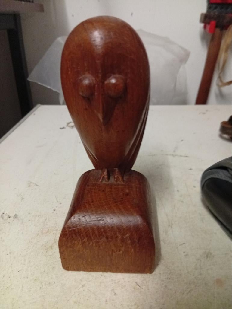 Houten Uil Beeldje - Handgesneden Amsterdamse school, Antiek en Kunst, Minder dan 20 cm, Ophalen of Verzenden, Handgemaakt, Beeld