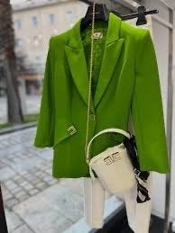Elisabetta Franchi Blazer collectie 2026 zomer, Maat 38/40 (M), Nieuw, Jasje, Groen