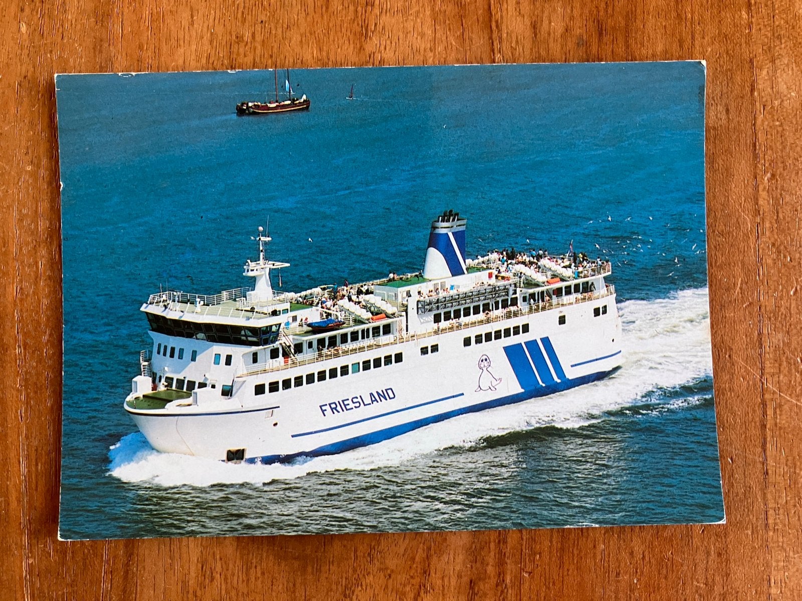 MS Friesland veerboot Harlingen - Terschelling 1990, Verzamelen, Ophalen of Verzenden, Gebruikt, Motorboot, Kaart, Foto of Prent