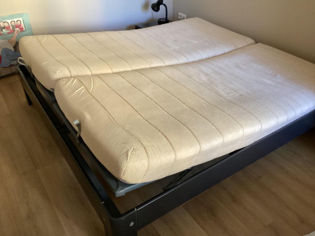 Auping 2-persoons bed 180x200 cm. Incl ombouw, Ophalen, Gebruikt, Zwart, Tweepersoons