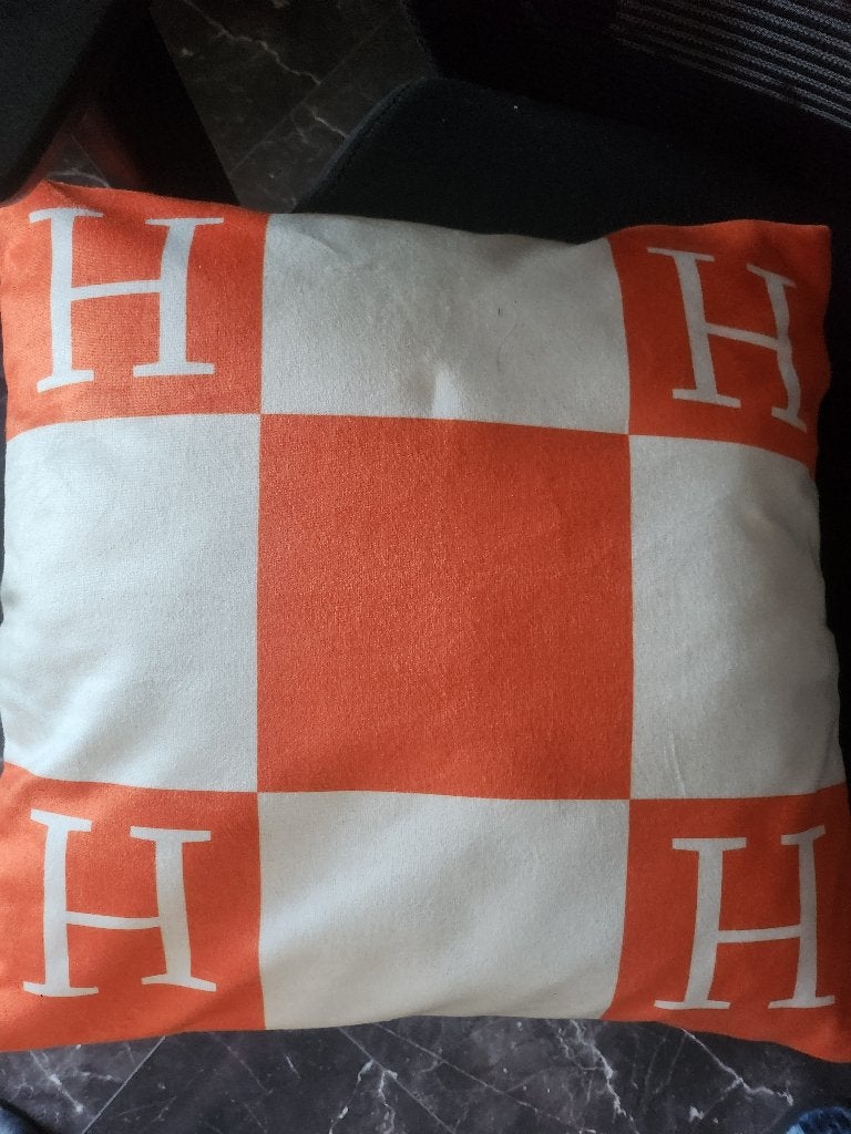 Kussen Hermes design, Beige, Ophalen of Verzenden, Sierkussen, Onbekend