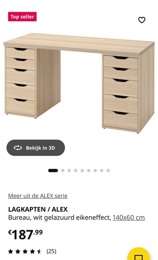 Nieuw ikea bureau Alex, Ophalen, Hout, Nieuw, IKEA