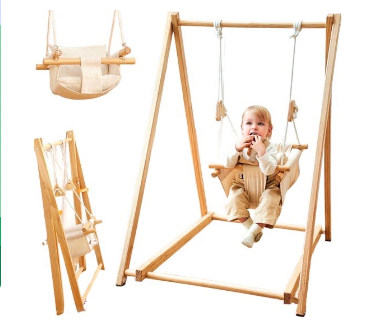 Houten Baby Schommel inklapbaar, Kinderen en Baby's, Speelgoed | Buiten | Speeltoestellen, Ophalen, Zo goed als nieuw, Schommel