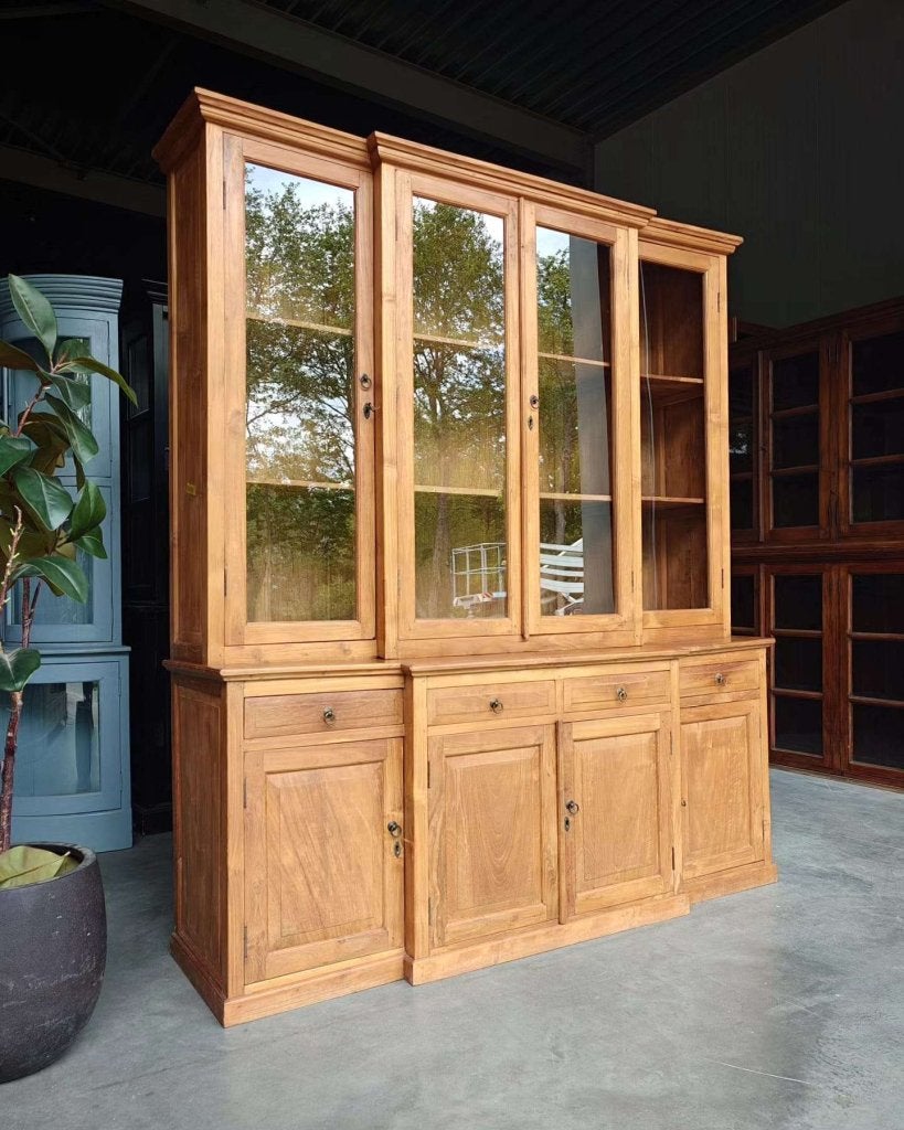 Teakhouten winkelkast | Winkelvitrine | Buffetkast #0250, Niet ingevuld, Glas, Gebruikt, Met deur(en)