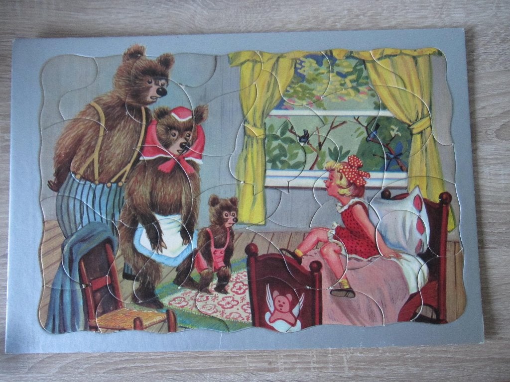 Hele oude puzzel Goudlokje en de 3 beren 37 vreemde stukjes, Ophalen of Verzenden, 10 tot 50 stukjes, Zo goed als nieuw, 6 jaar of ouder