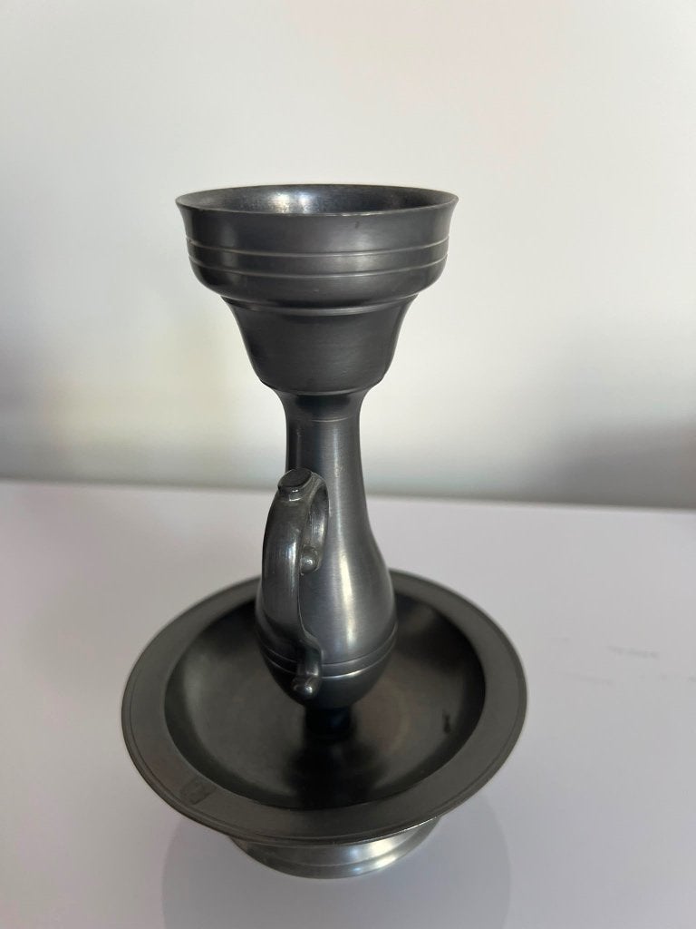 Vintage tinnen kandelaar – klassieke kaarsenhouder – 16 cm, Ophalen