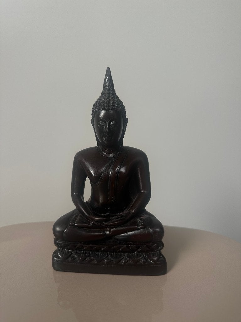 Boeddha (kunsthars), 17 cm, Gebruikt, Ophalen of Verzenden, Bruin
