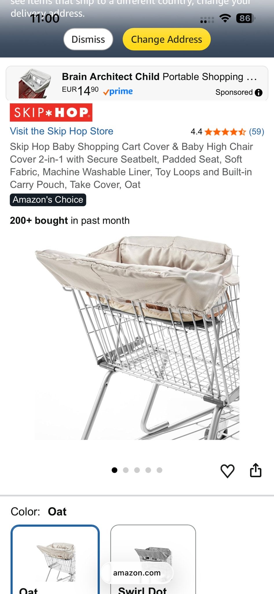 Skip Hop Winkelwagen Stoelhoes - Hygiënisch & Comfortabel, Kinderen en Baby's, Ophalen of Verzenden, Gebruikt