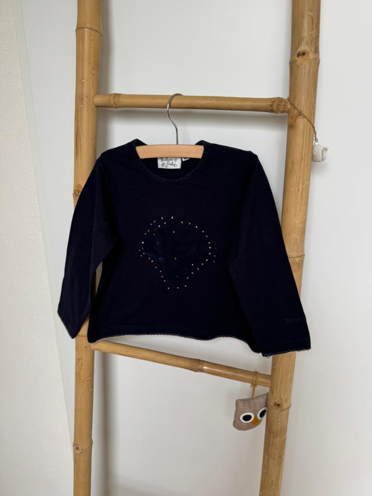 Donker blauw shirtje met lange mouw Barbara Farber, maat 98, Ophalen of Verzenden, Zo goed als nieuw, Meisje, Shirt of Longsleeve