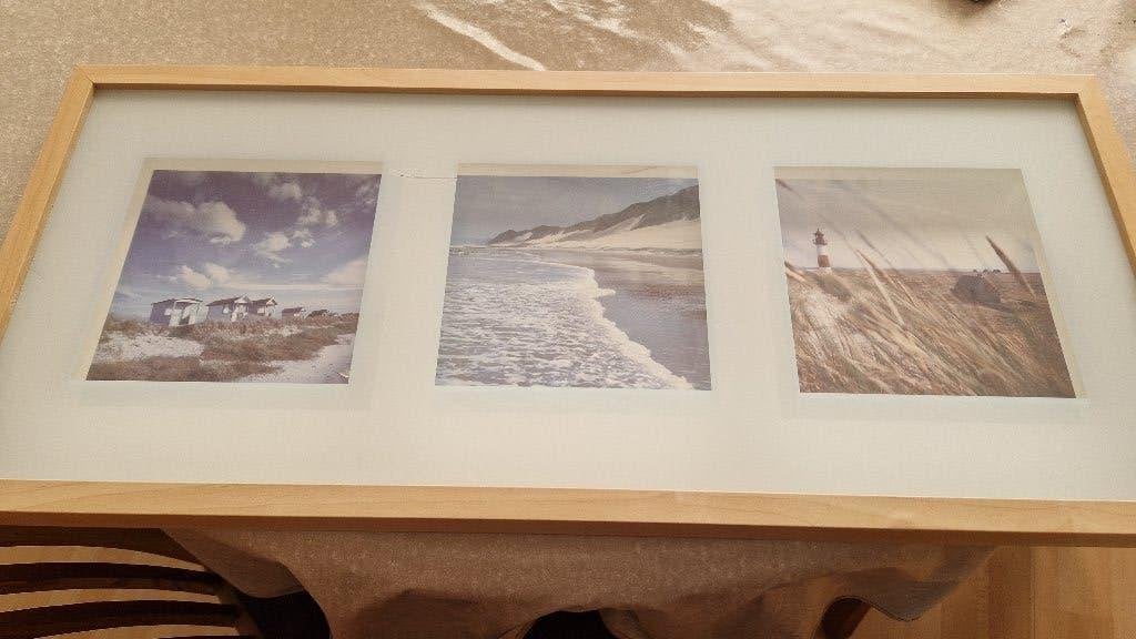 wanddecoratie drieluik strand, Ophalen of Verzenden, Zo goed als nieuw, Hout, Decoratieobject