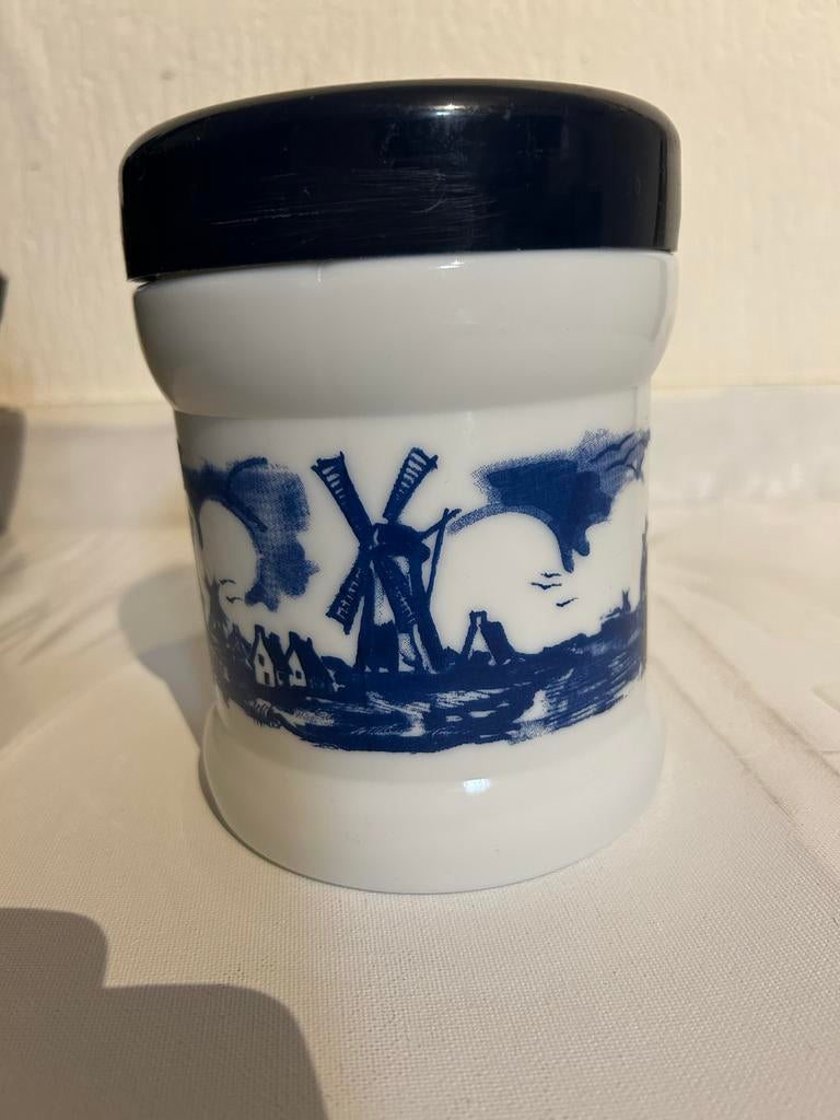 Vintage Delfts Blauw Potje met Molen Decoratie, Antiek en Kunst, Ophalen of Verzenden