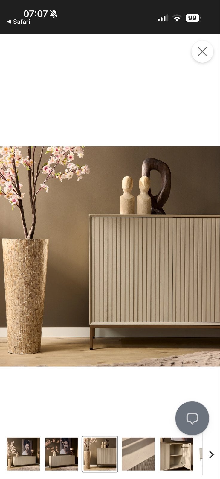 Madison Sand Dressoir NIEUW- Mangohout met Bronzen Frame, Nieuw, Ophalen of Verzenden, 200 cm of meer, 25 tot 50 cm