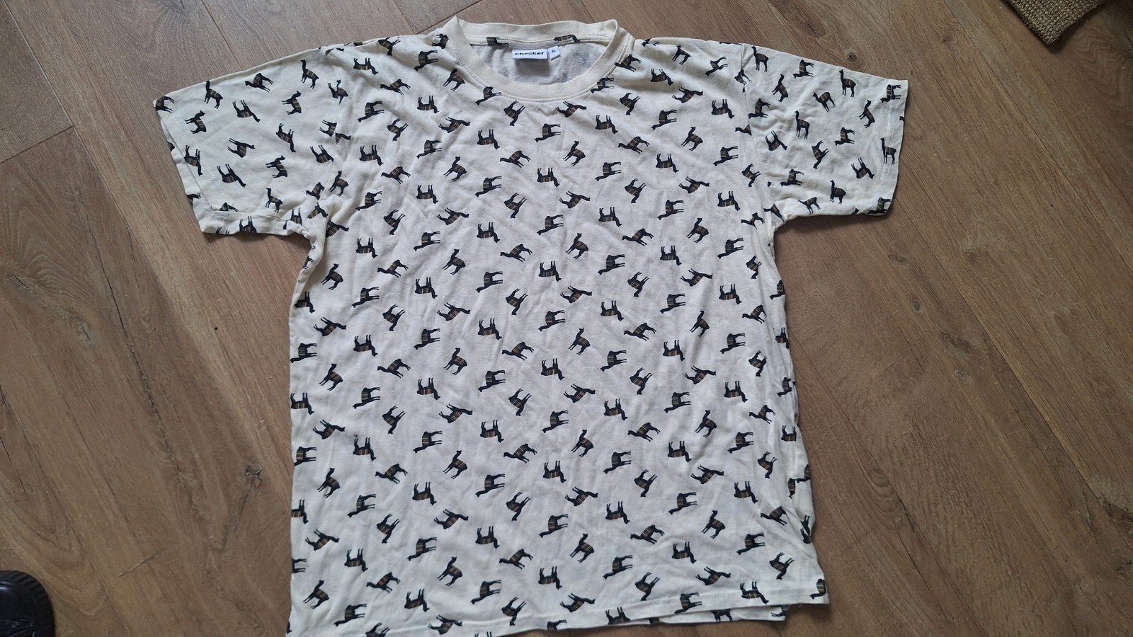 Checker T-shirt met hertenprint, maat XL, Kleding | Heren, Wit, Maat 56/58 (XL), Ophalen of Verzenden, Zo goed als nieuw