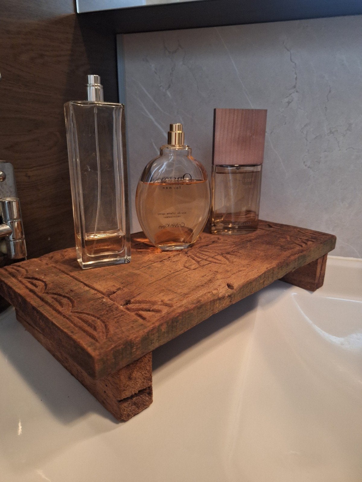 Decoratief houten plateau - Vintage stijl, Gebruikt, Ophalen of Verzenden, Bruin, Vintage