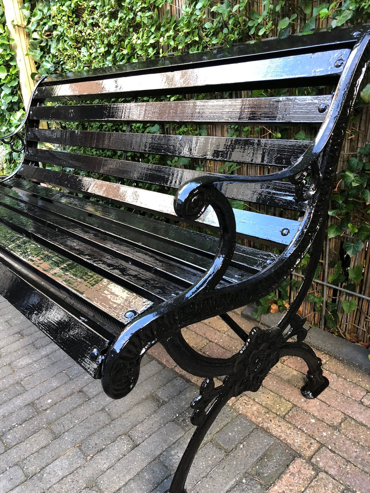 Gietijzeren tuinbankje, Tuin en Terras, Tuinbanken, Ophalen, Zo goed als nieuw, Hout