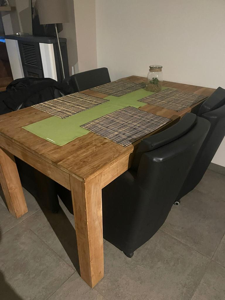 Stevige houten salon tafel, Ophalen, Gebruikt, 100 tot 150 cm, 50 tot 100 cm