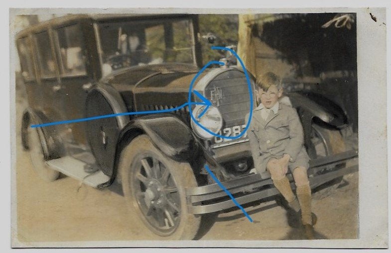 FN Herstal auto oldtimer voiture kind gekleurde fotokaart, Verzenden, 1920 tot 1940, Ongelopen, Voertuig