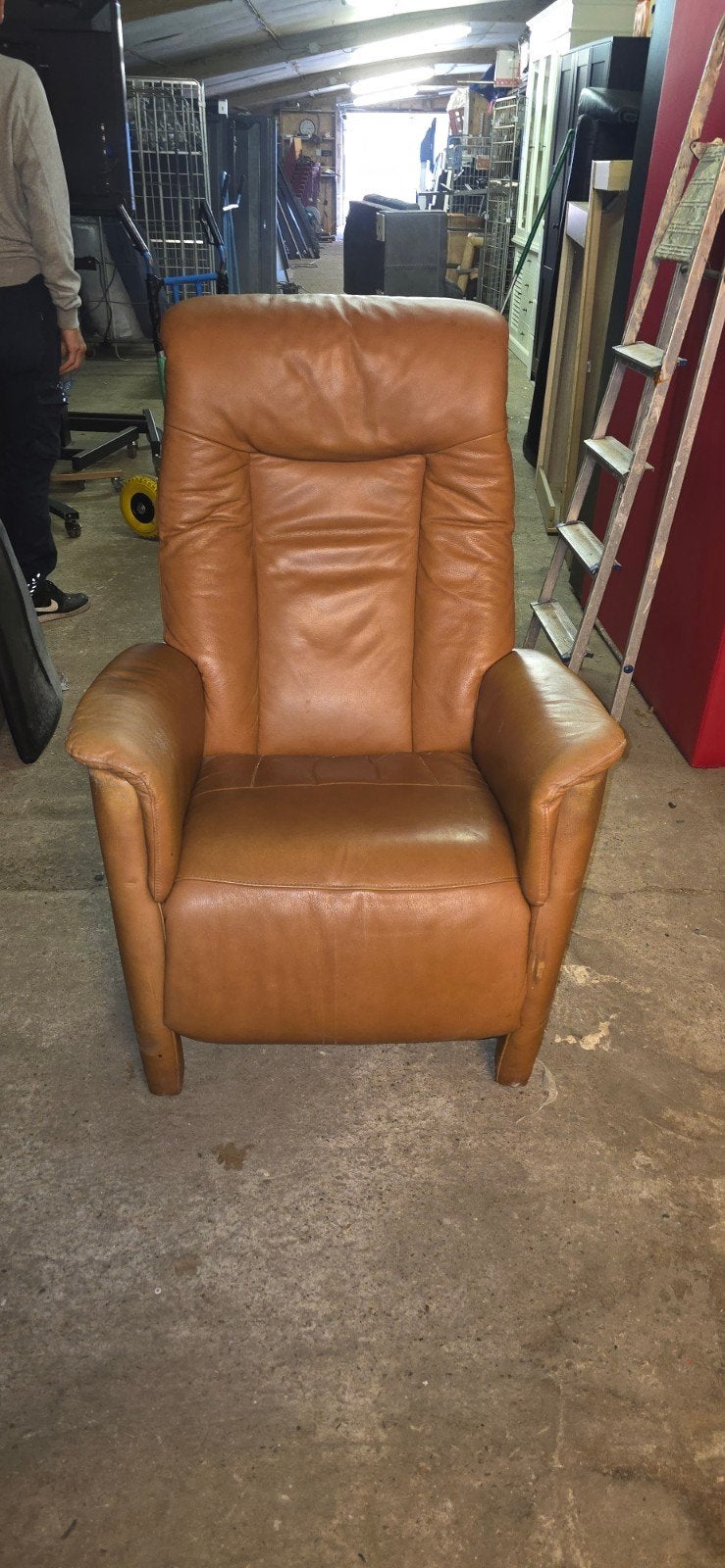 mooie bruin leren relaxstoel, Huis en Inrichting, Ophalen, Leer, 50 tot 75 cm