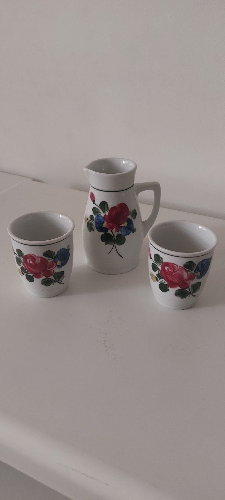 Vintage Lilien Porzellan Austria kan en 2 bekers, Gebruikt, Overige merken, Klassiek, Overige typen