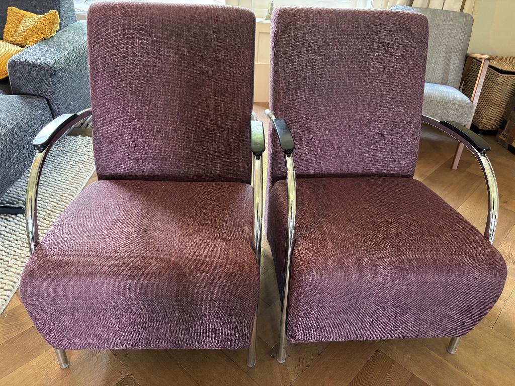 2 paarse stoelen, Ophalen, Twee, Overige kleuren, Zo goed als nieuw