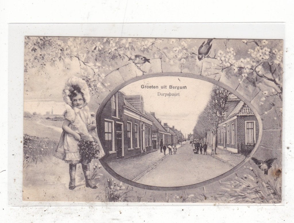 Bergum-Dorpsbuurt 1907, Verzenden, Voor 1920, Gelopen, Friesland
