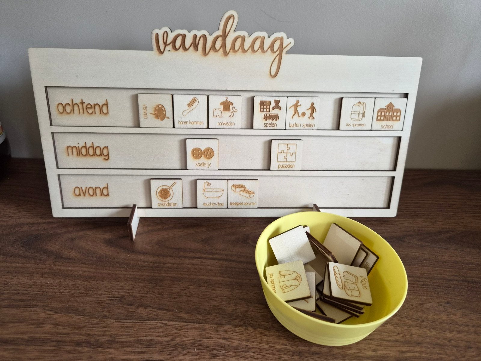 Houten kinder dagplanner, Ophalen of Verzenden, Zo goed als nieuw, Puzzelen