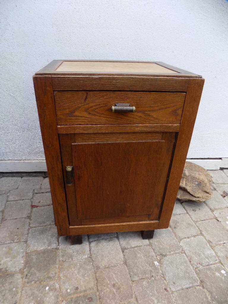 Art deco nachtkastje kastje vintage retro, Ophalen, Gebruikt, Hout