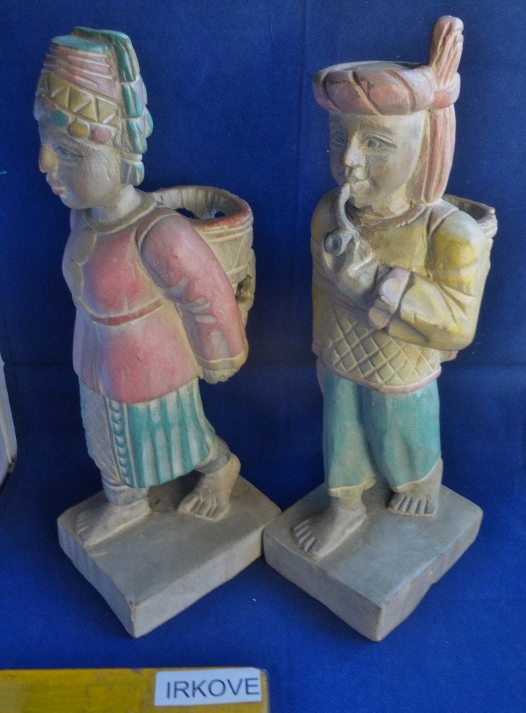 THAIS ECHTPAAR MET MANDEN * Hout *, Groep mensen, Verzenden, 20 - 50 cm, Beeld