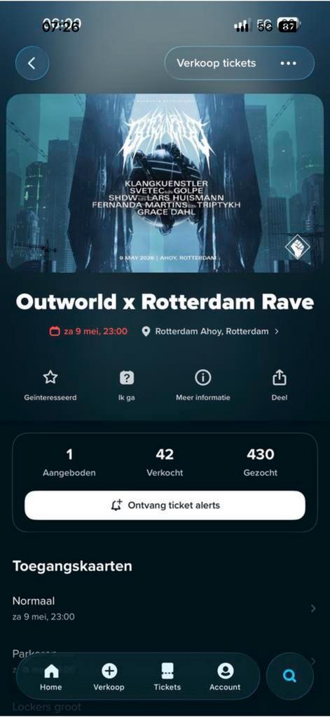 6x outworld x rotterdam rave, Tickets en Kaartjes, Evenementen en Festivals, Drie personen of meer