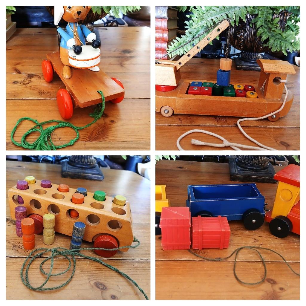 Retro houten speelgoed trein pax boot sio trekkarretje, Kinderen en Baby's, Speelgoed | Houten speelgoed, Ophalen of Verzenden