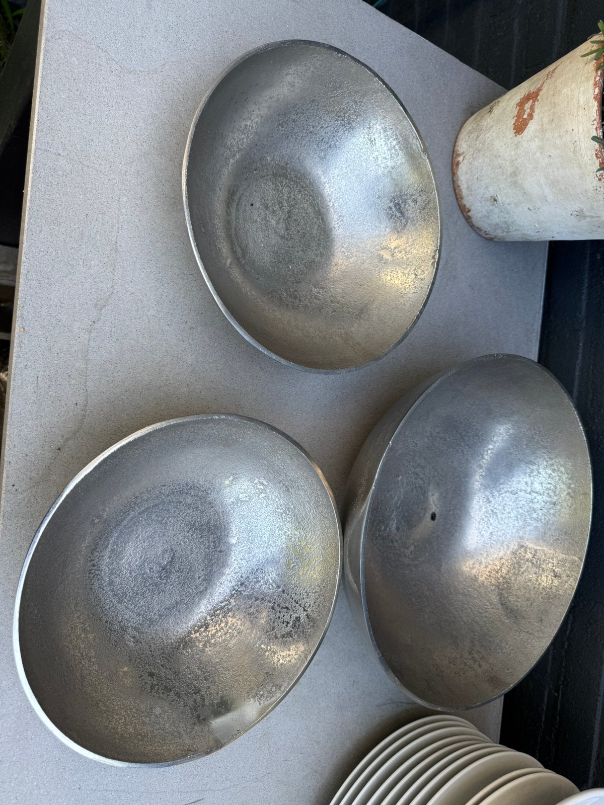 3zwaar metalen schalen, Ophalen of Verzenden, Zo goed als nieuw, Rond, Overige materialen