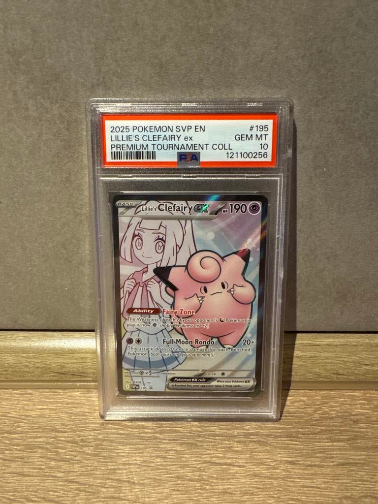 Lillie's Clefairy ex #195 PSA 10 Gem Mint Pokémon Kaart, Ophalen of Verzenden, Zo goed als nieuw, Losse kaart