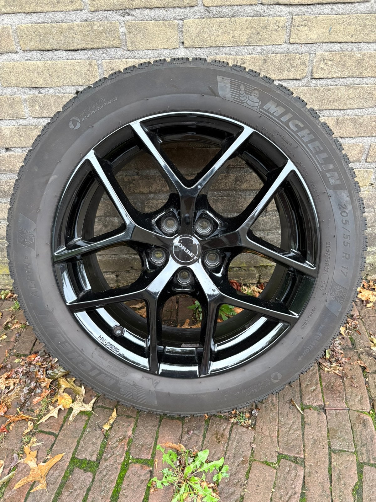 Set 17” zwarte Borbetvelgen met winterbanden, Ophalen, Gebruikt, 17 inch, Band(en)