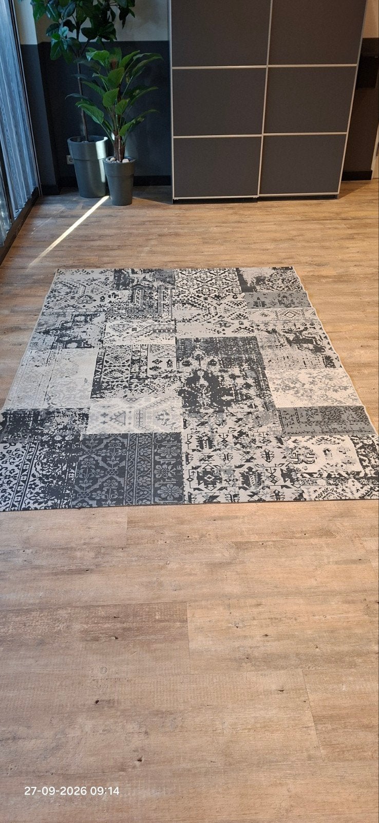 2 Vintage Vloerkleden 160x230 cm - Patchwork Design, Ophalen, Zwart, Gebruikt, 150 tot 200 cm