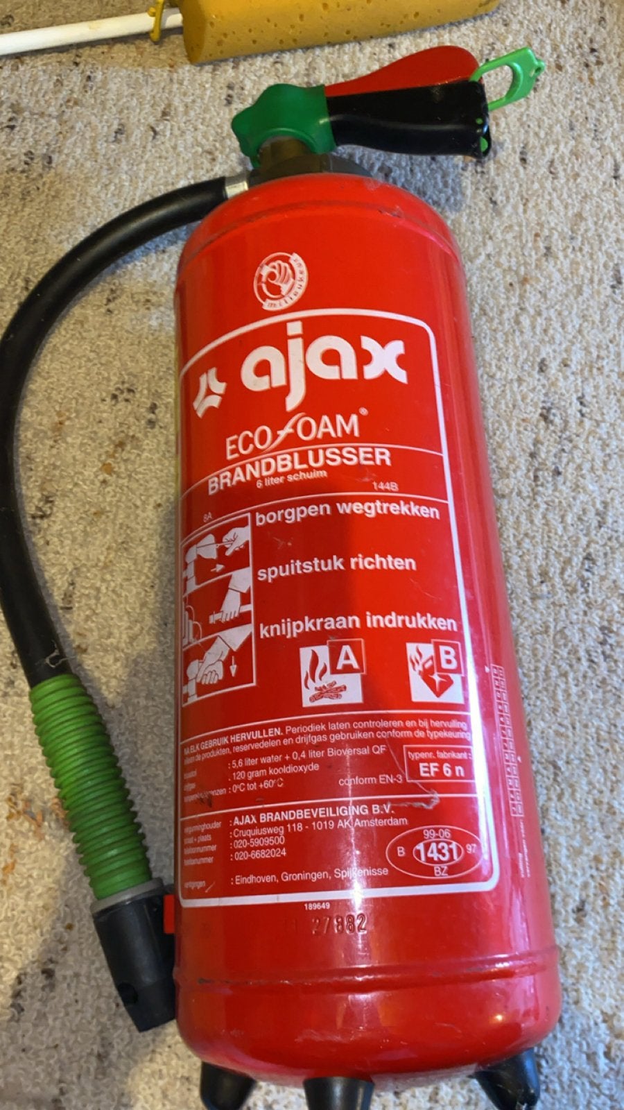 Ajax ECO-FOAM brandblusser (over datum), Ophalen, Gebruikt, Brandblusser