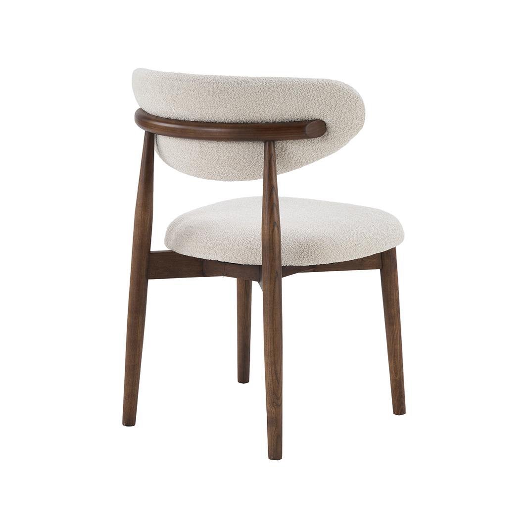Eetkamerstoel beige wit walnootbruin hout direct ophalen, Drie, Westwing, Wit, Ophalen of Verzenden