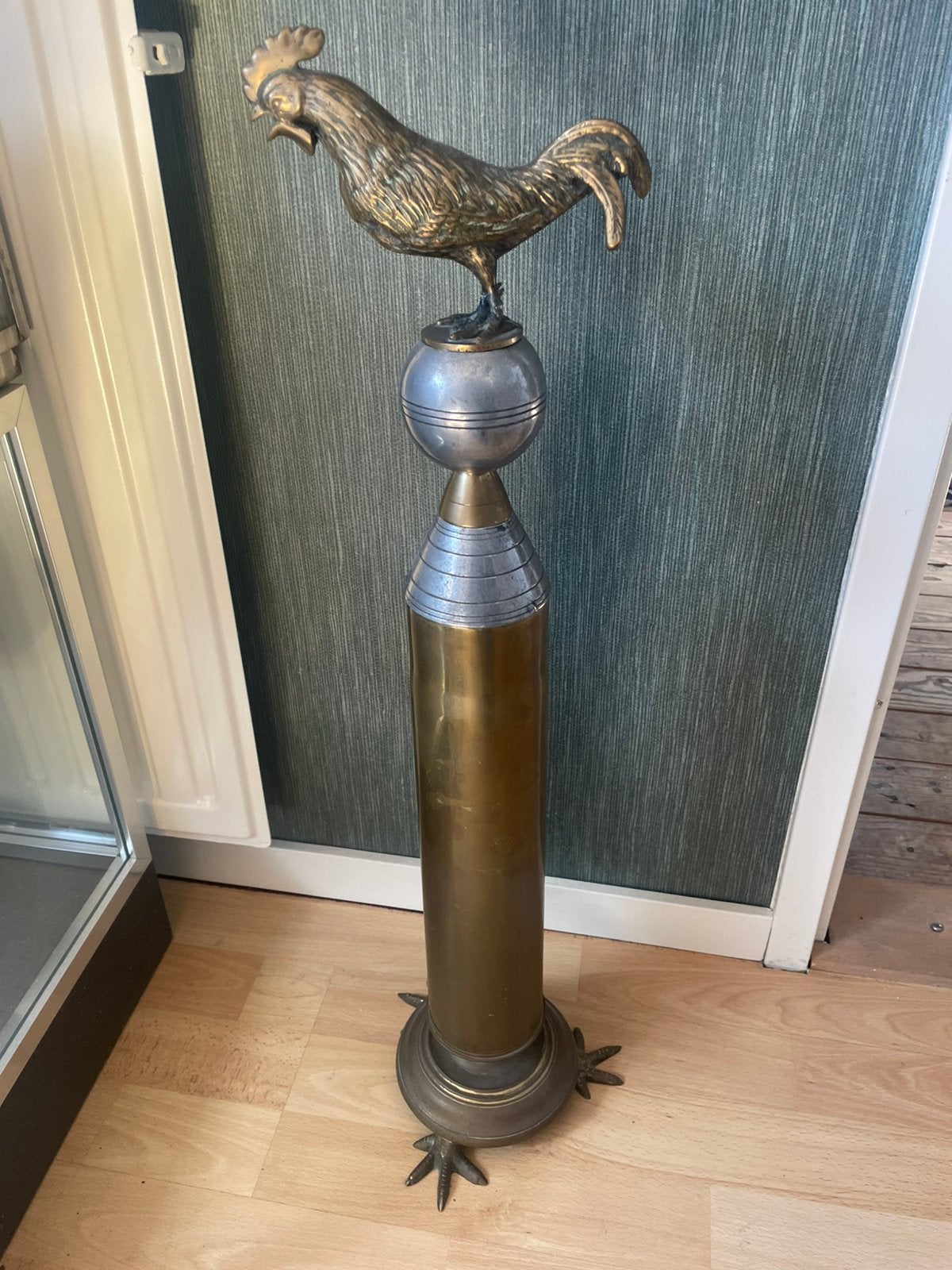 Trench art met haan, Antiek en Kunst, Ophalen