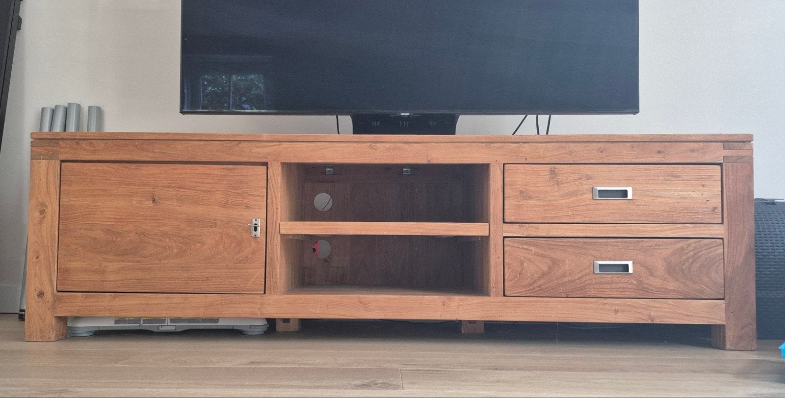 Teak tv meubel, Ophalen, 150 tot 200 cm, Teakhout, Zo goed als nieuw