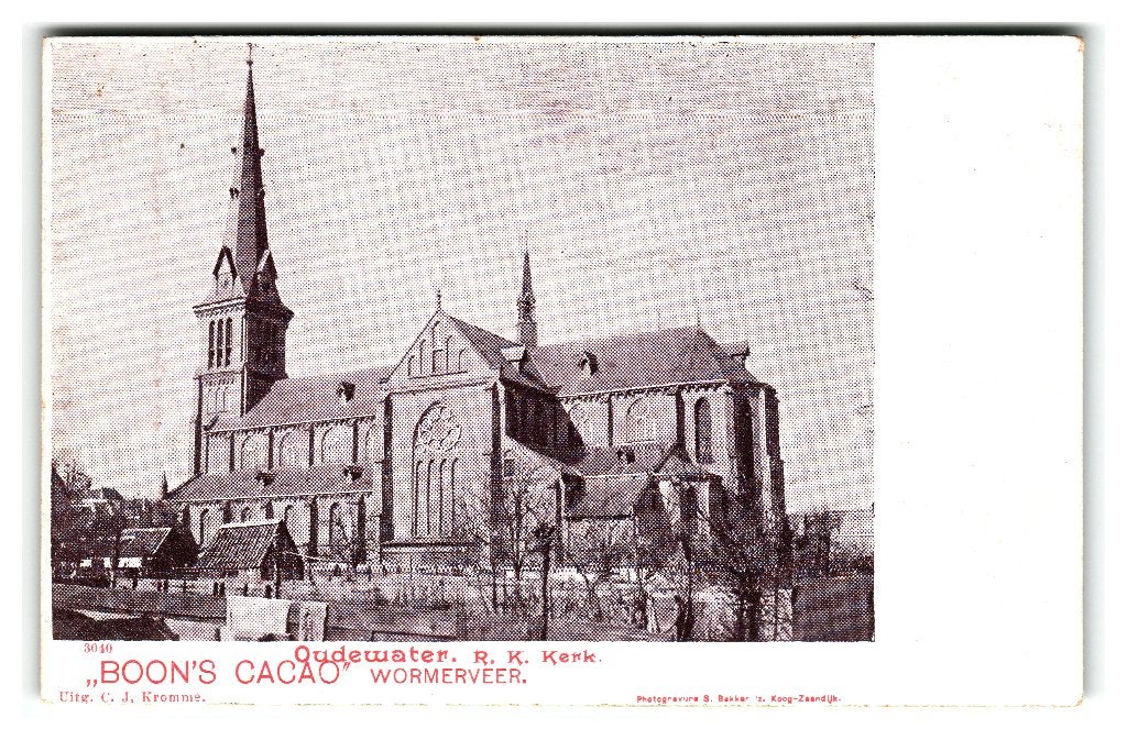 Oudewater, R. K. Kerk - Reclamekaart "Boon's Cacao", Verzenden, Voor 1920, Ongelopen, Utrecht