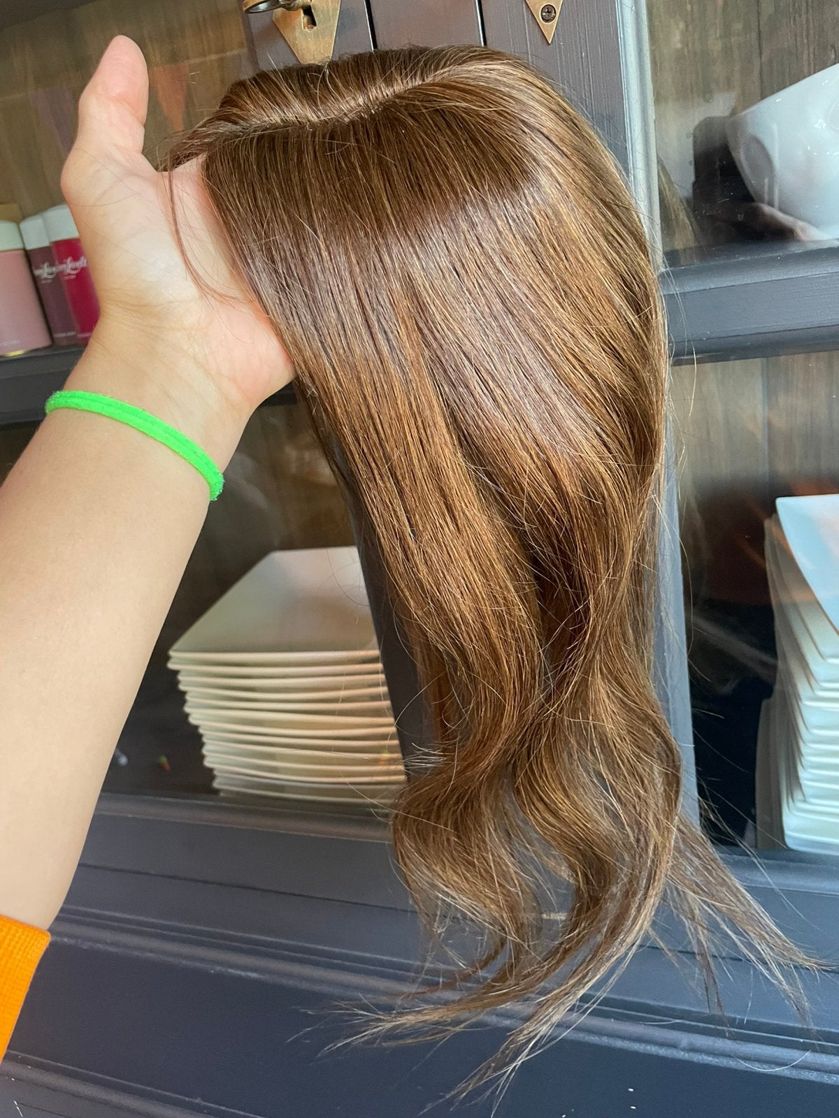 Topper rood bruin 100% human hair, Pruik of Haarverlenging, Nieuw, ?, ?