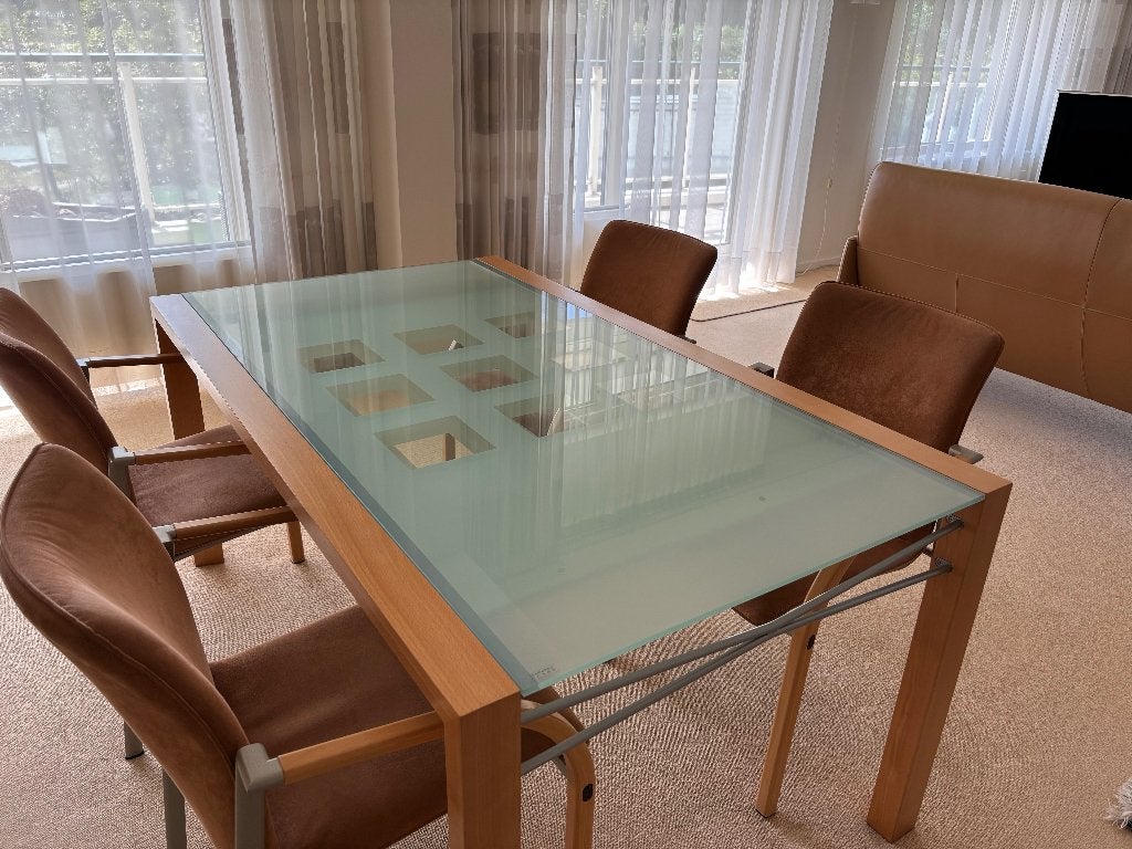 eettafel met vier stoelen, Huis en Inrichting, Ophalen, 50 tot 100 cm, Zo goed als nieuw, Vijf personen of meer