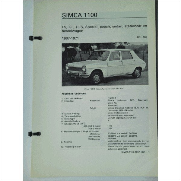 Simca 1100 Vraagbaak losbladig 1967-1971 #1 Nederlands, Ophalen of Verzenden, Gelezen, Overige merken