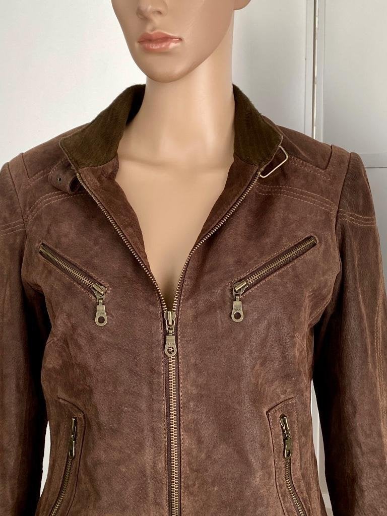 H639 Echt-leren jas maat 36=S winterjas jack winter jasje, Kleding | Dames, Bruin, Ophalen of Verzenden, Zo goed als nieuw, Maat 36 (S)