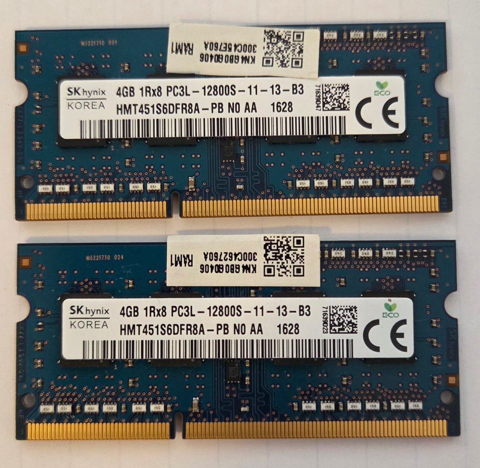 SK Hynix 2x 4GB DDR3 PC 12800S geheugen, Computers en Software, RAM geheugen, DDR3, Ophalen of Verzenden, Zo goed als nieuw, Desktop