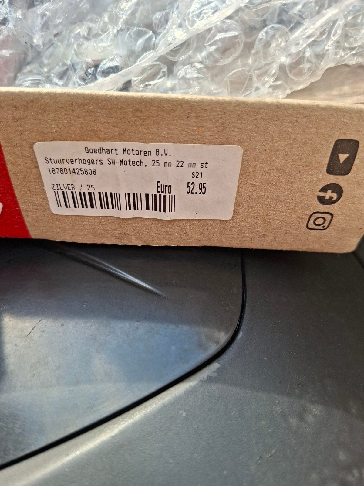 SW-Motech Stuurverhogers 25mm 22mm Zilver, Motoren, Ophalen of Verzenden, Nieuw