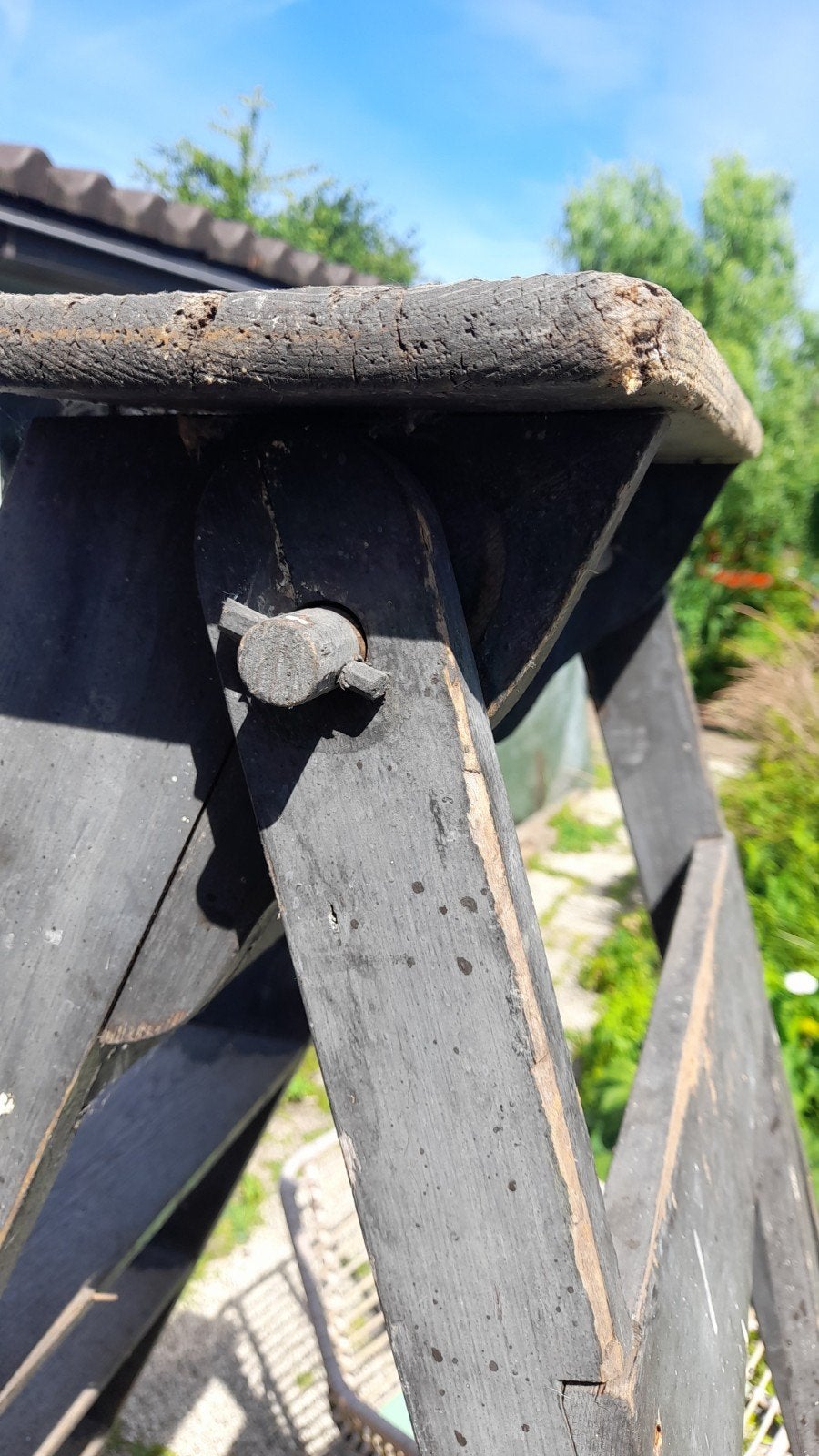 Antieke brocante robuuste houten trap / ladder, Ophalen